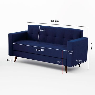 Conjunto de Sofá 3 Lugares com 1 Poltrona Vitrola Suede Azul