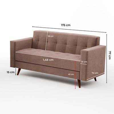 Conjunto de Sofá 3 Lugares com 1 Poltrona Vitrola Suede Tabaco