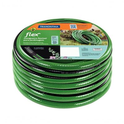 Mangueira Flex Para Jardim Tramontina Em Pvc Verde Com Faixa Preta 4 Camadas 20m