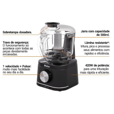 Processador Philco Concept 420W Jarra para 500ml PMN04A 220V