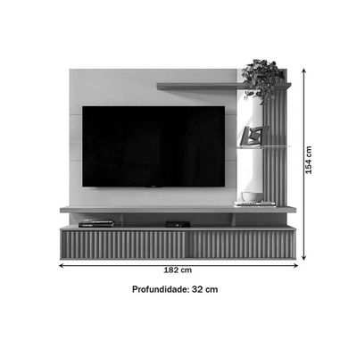 Painel Quarto P- Tv Até 60 Pol Maragogi C- 2 Porta E 2 Prateleiras 182x154cm Nature-off White - Linea Brasil