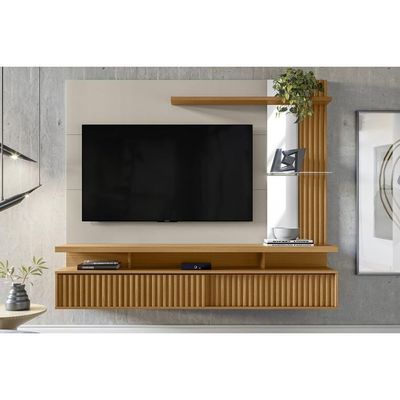 Painel Quarto P- Tv Até 60 Pol Maragogi C- 2 Porta E 2 Prateleiras 182x154cm Nature-off White - Linea Brasil