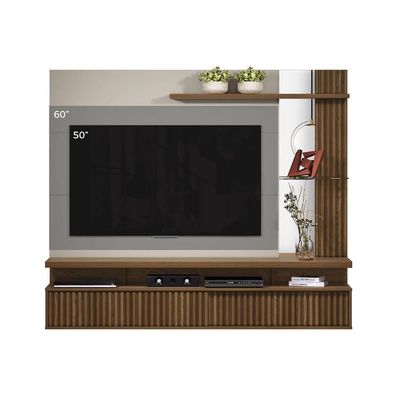 Painel Quarto P- Tv Até 60 Pol Maragogi C- 2 Porta E 2 Prateleiras 182x154cm Nature-off White - Linea Brasil