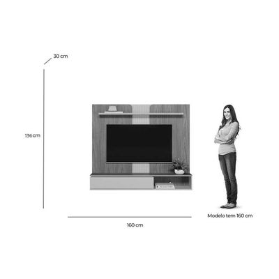Painel Quarto P- Tv Até 65 Pol Friburgo C- 1 Porta E 1 Prateleira 160x136cm Nature-off White - Linea Brasil