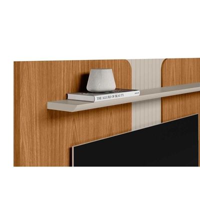Painel Quarto P- Tv Até 65 Pol Friburgo C- 1 Porta E 1 Prateleira 160x136cm Nature-off White - Linea Brasil