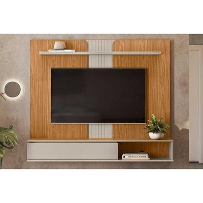 Painel Quarto P- Tv Até 65 Pol Friburgo C- 1 Porta E 1 Prateleira 160x136cm Nature-off White - Linea Brasil