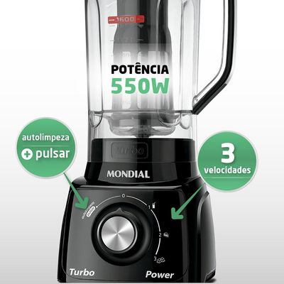 Liquidificador com Filtro Mondial L99 FB 500W 2.2L Preto 127V 127V