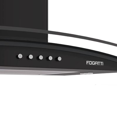 Coifa Fogatti De Parede Clean Vidro Curvo Black 75cm Preto 110V