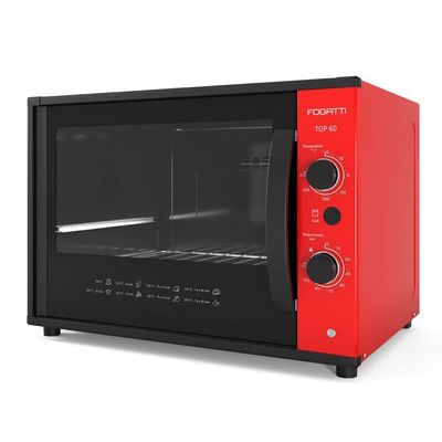 Forno Fogatti Elétrico Bancada Top 60Litros Vermelho 110V