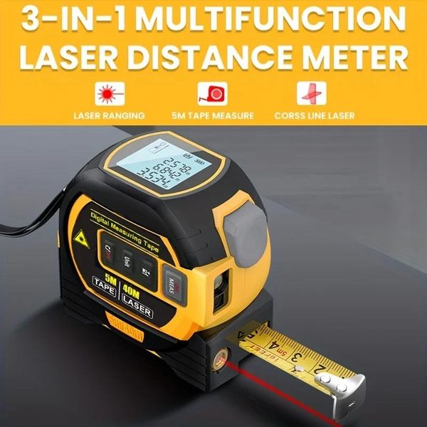 Trena Laser 3 em 1 Medidor Digital de Alta Precisão 40 m / amarelo