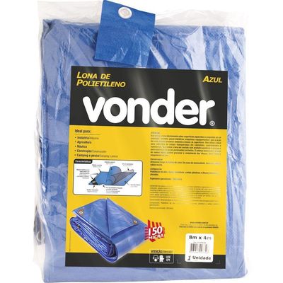 Lona Polietileno 10x4m Azul 150 Micras Média Vonder