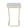 Kit 2 Mesas Lateral Tampo Branco P/ Sofá Base Dourado