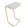 Kit 2 Mesas Lateral Tampo Branco P/ Sofá Base Dourado
