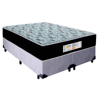 Cama Box Queen Bipartido Suede + Colchão Molas Ensacadas Sereneprime Sonnolux 158x198x65 Cinza