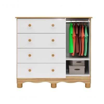 Cômoda 1 Porta 4 Gavetas Luna - Moveis Peroba Amendoa-branco