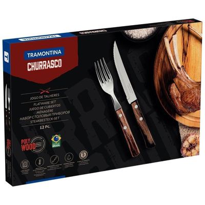 Jogo De Churrasco Tramontina Polywood Castanho 12 Peças