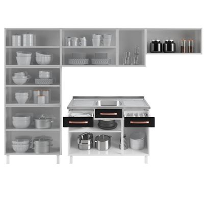 Cozinha Aço Completa Telasul Mirage 3vidros Balcão P/ Pia