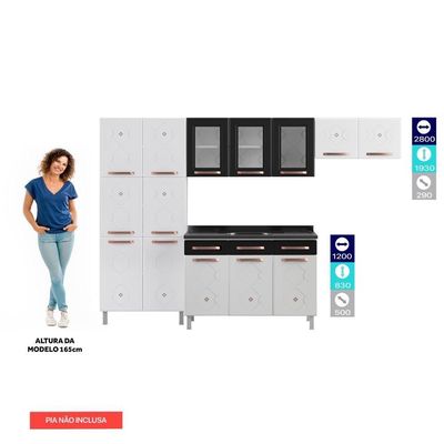 Cozinha Aço Completa Telasul Mirage 3vidros Balcão P/ Pia