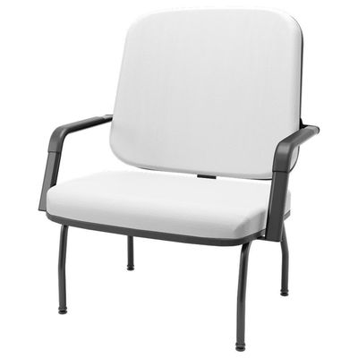 Cadeira De Escritório Recepção Com Braço Fixa Preta Magno P03 Vinil Branco - Lyam Decor