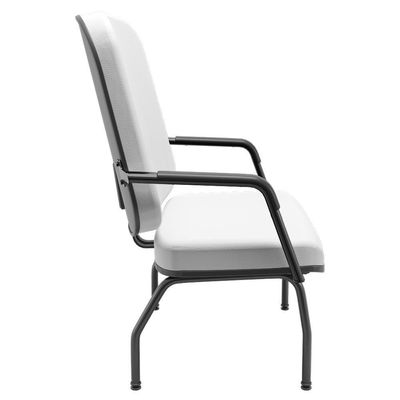 Cadeira De Escritório Recepção Com Braço Fixa Preta Magno P03 Vinil Branco - Lyam Decor