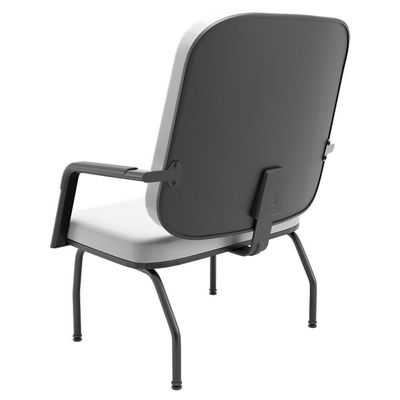Cadeira De Escritório Recepção Com Braço Fixa Preta Magno P03 Vinil Branco - Lyam Decor