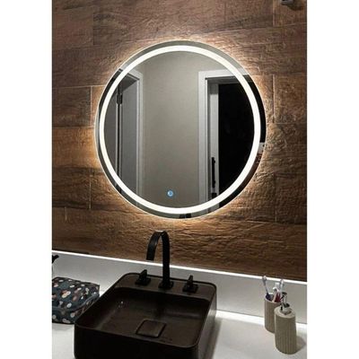 Espelho Brillare Redondo Jateado Com 3 Tons De LED e Botão Touch Screen Fonte Slim 45x45