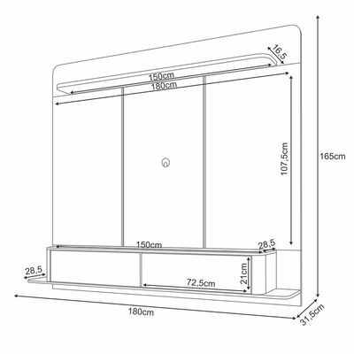 Painel Home Suspenso Ideal Para Tv Até 70 Polegadas Concept Design Moderno Off-white/amadeirado