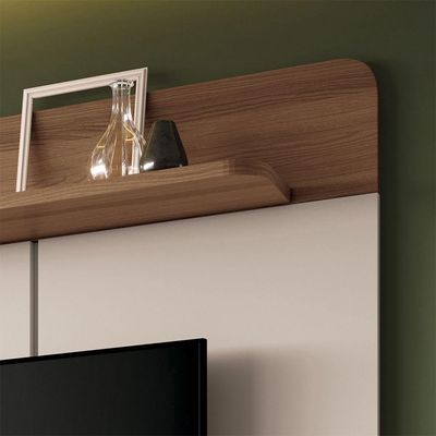 Painel Home Suspenso Ideal Para Tv Até 70 Polegadas Concept Design Moderno Off-white/amadeirado