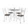 Conjunto de Mesa Quadrada com Tampo Granito e 4 Cadeiras Léia Revestimento Sintético Mosaico Palha e Branco