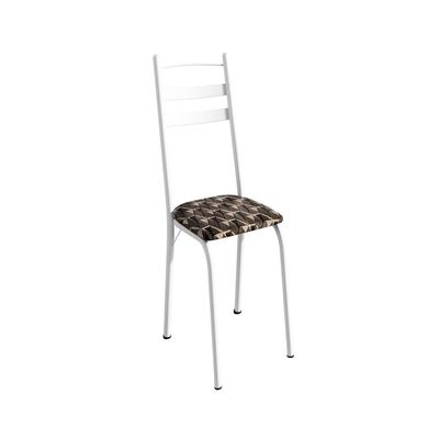 Conjunto de Mesa Quadrada com Tampo Granito e 4 Cadeiras Léia Revestimento Sintético Mosaico Palha e Branco