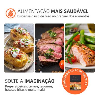 Fritadeira Sem Óleo Com Divisória Air Fryer 8L Mondial Preto/Inox 1900W - AFD-80-BI 127V