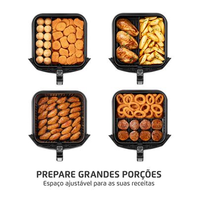 Fritadeira Sem Óleo Com Divisória Air Fryer 8L Mondial Preto/Inox 1900W - AFD-80-BI 127V