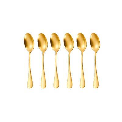Colher de Sobremesa Dourado Ouro Talher Inox Buffet Jogo 6un