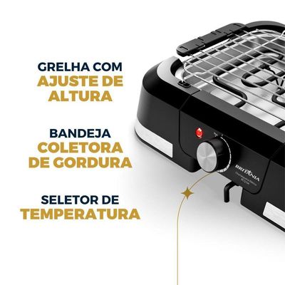 Churrasqueira Elétrica Britânia 1500W Menos Fumaça BCQ10A 110V