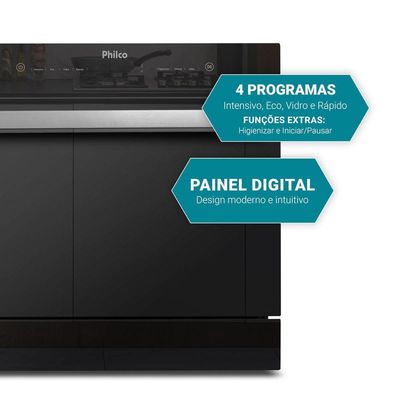 Lava Louças Philco 10 Serviços Preto Espelhado PLL10 220V