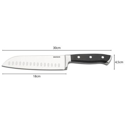 Kit 2 Facas Santoku 7' Oriental Japonesa Infinity Brinox Lâmina Inox Temperado Cabo Preto