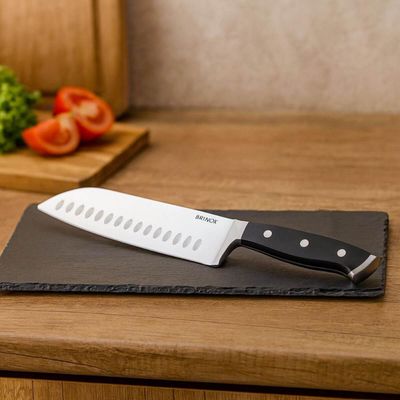 Kit 2 Facas Santoku 7' Oriental Japonesa Infinity Brinox Lâmina Inox Temperado Cabo Preto