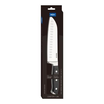 Kit 2 Facas Santoku 7' Oriental Japonesa Infinity Brinox Lâmina Inox Temperado Cabo Preto