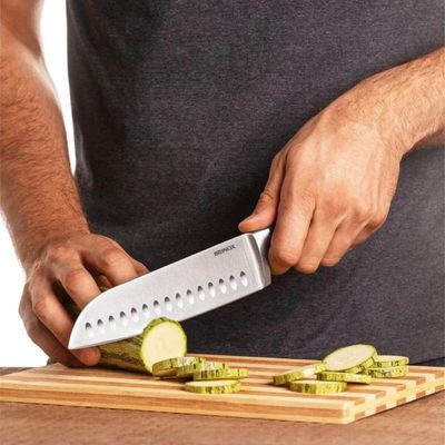 Kit 2 Facas Santoku 7' Oriental Japonesa Infinity Brinox Lâmina Inox Temperado Cabo Preto