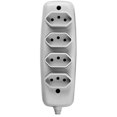 Tomada Em Barra Quadrupla 2p 10a 250volts Cinza - 16340 - Ilumi Tomada Quadrupla 2p+t 10a 250v Cinza - 16340 - Ilumi