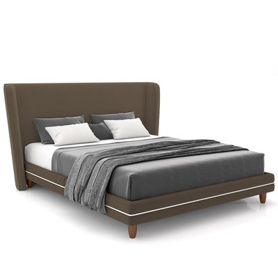 Cabeceira Casal Nilo 195cm Com Cama Pés Madeira Suném P05 Veludo Marrom - Lyam Decor