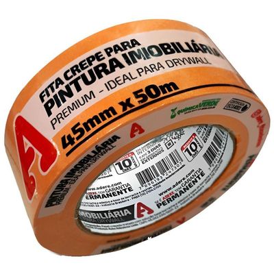 Fita Crepe Laranja 50m 45mm Para Pintura Imobiliária - 00400100244 - Adere