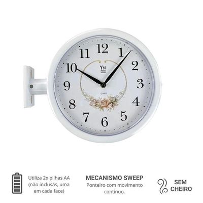 Relogio De Parede Dupla Face Vintage Estaçao De Trem Decorativo Retro Branco Luxo