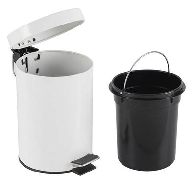 Lixeira Inox Branca 5 Litros Pedal Cesto Lixo 5l Vintage Quarto Banheito Cozinha Coleta Seletiva