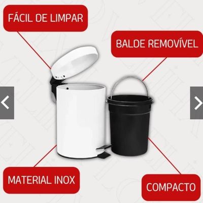 Lixeira Inox Branca 5 Litros Pedal Cesto Lixo 5l Vintage Quarto Banheito Cozinha Coleta Seletiva