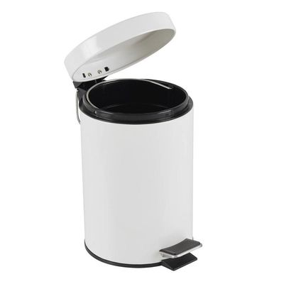Lixeira Inox Branca 5 Litros Pedal Cesto Lixo 5l Vintage Quarto Banheito Cozinha Coleta Seletiva