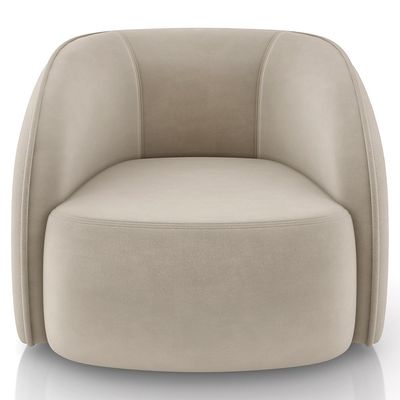 Kit Sofá 4 Lugares Eron 288cm Com Poltrona Giratória Angelina M03 Veludo Bege - Lyam Decor