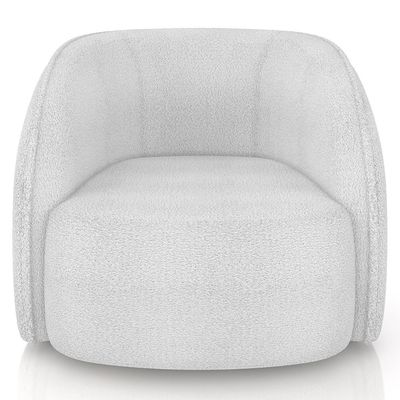 Kit Sofá 4 Lugares Eron 318cm Com Poltrona Giratória Angelina M03 Bouclê Branco - Lyam Decor