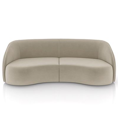 Kit Sofá 4 Lugares Eron 240cm Com Poltrona Giratória Angelina M03 Veludo Bege - Lyam Decor