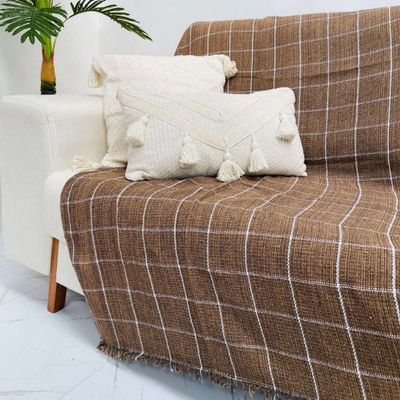 Kit 2 Manta Para Sofá Grande Gigante 2 E 3 Lugares 2,40x1,80 Tecido Grosso Capa De Sofa Cama Algodão Marrom Mesclado